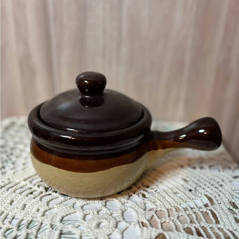 Stoneware Chili French Onion Soup Bowl with Lid And Handle
